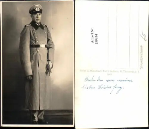 159934,Wehrmacht Soldat Uniform Mantel Kappe pub Hirnschrodt Ried im Innkreis