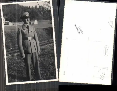159972,WW2 tolle Foto-AK Wehrmacht Soldat Uniform Gürtel Kappe Portrait