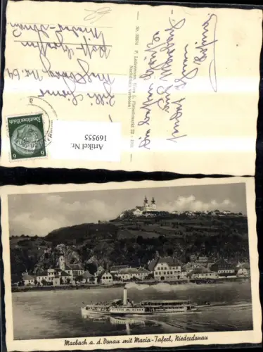 169555,Marbach m. Maria Taferl Ansicht m. Schiff Dampfer