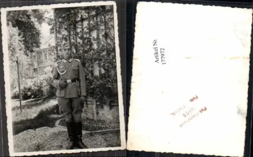 177972,Foto Wehrmacht Soldat Mütze Uniform Orden Ordensspange Stiefel Offizier
