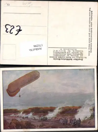 178296,Künstler AK Hans Rudolf Schulze Fesselballon Ballon Artillerie Luftflotten Verein