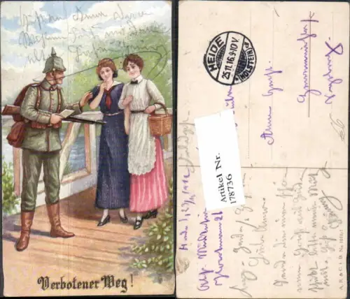 178736,Soldatenhumor Humor Soldat Pickelhaube Frauen Brief Verbotener Weg Gewehr