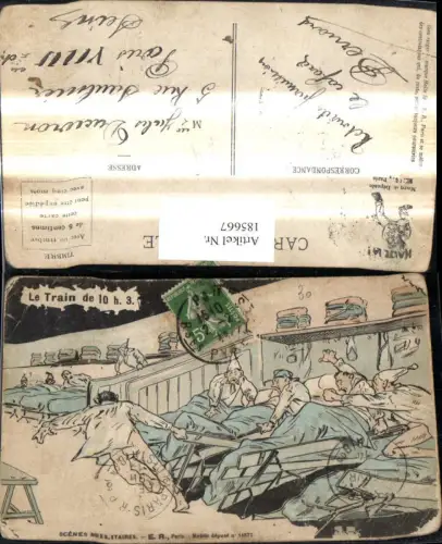 185667,Künstler Ak WW1 Soldatenleben Soldaten Betten Militärhumor