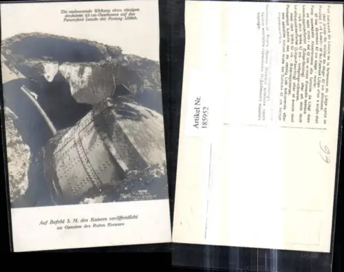 185952,WW1 Geschoss Wirkung a. Panzerfort Loucin Festung Lüttich Waffen Technik