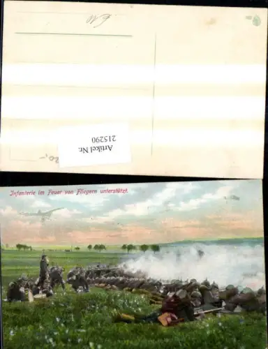 215290,K.k. Soldaten Infanterie im Feuer v. Fliegern unterstützt Flugzeug Militärmusik Trommel Pickelhaube Uniform