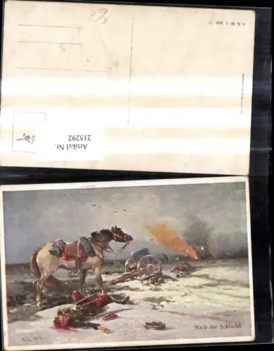215292,Künstler Ak K.k. Soldat nach d. Schlacht Pferd Geschütz