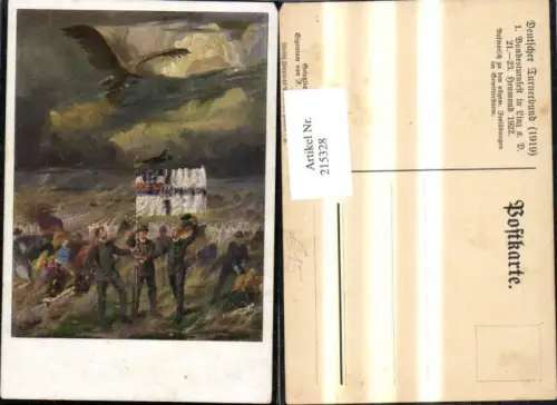 215328,Künstler Ak F. R. Zenker K.k. Soldaten Aufmarsch z. d. allgemeinen Freiübungen i. Gewittersturm Adler Fahne