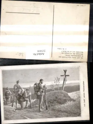215418,Künstler Ak C. Benesch K.k. Soldaten am Grab Kreuz Ich hatt einen Kameraden
