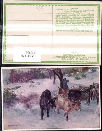 215520,Kriegsfürsorge 497 Künstler Ak F. R. Jung Franz Baumann Infanterist Schlachtvieh Rinder