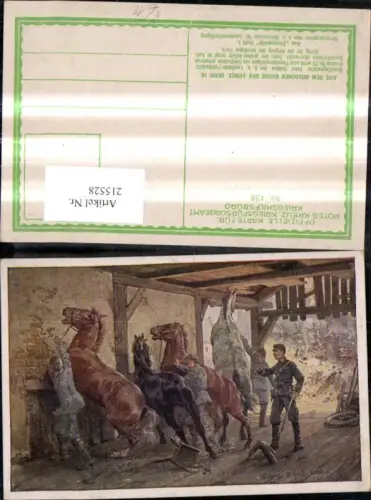 215528,Kriegsfürsorge 429 Künstler Ak F. R. Jung Beschlagmeister Pferde