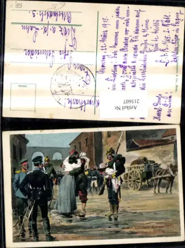 215607,K.k. Soldaten Kuss Frau Kind Bajonett Uniform Pickelhaube Szene a. d. Krieg 1870 Jouy-aux-Arches