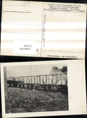 215640,Foto Ak Ausgebrannte Russische Munitionswägen Eisenbahn