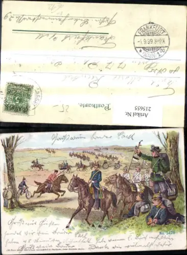 215655,Künstler Ak K.k. Soldaten Kampf Pferde Bahnpost Zug 776 Cassel Frankfurt Main