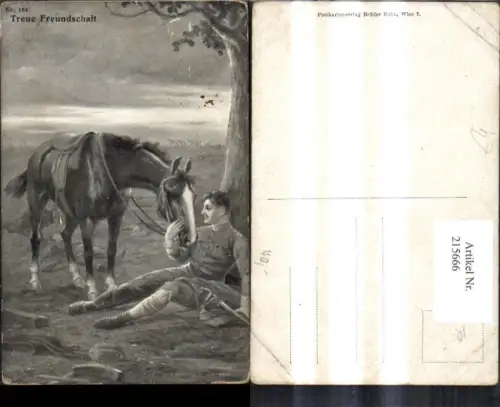 215666,Künstler Ak K.k. Soldat m. Pferd Uniform Säbel Treue Freundschaft