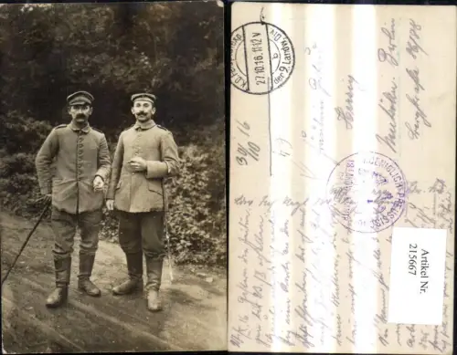 215667,Foto Ak K.k. Soldaten Uniform Gehstock Zigarren Stempel Königl. Preussische 13 Landw. Infantr.