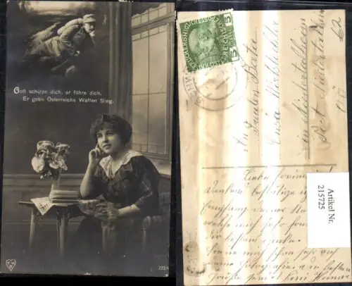 215725,Fotomontage K.k. Soldat Frau Spruch Text Gott schütze dich Österreichs Waffen Sieg