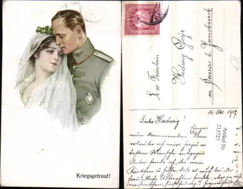 215727,K.k. Soldat Frau Braut Hochzeit Kriegsgetraut