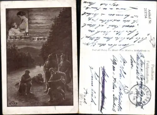 215734,Künstler Ak Otto Herold K.k. Soldaten m. Frau Kind Ziehharmoniker Pickelhaube Bajonett