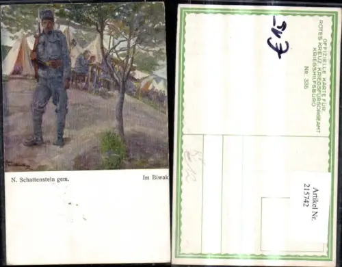 215742,Kriegsfürsorge 335 Künstler Ak N. Schattenstein Im Biwak