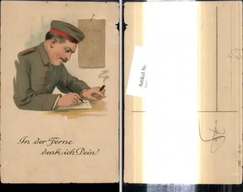 303055,Künstler Ak WW1 Soldat schreibt Brief In d. Ferne denk ich Dein pub HWB K 907