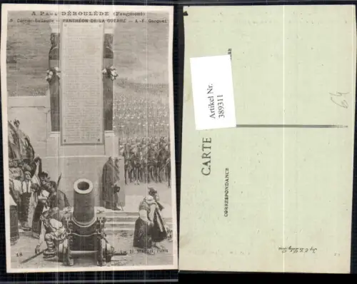 389311,WW1 A. F. Gorguet Pantheon de la Guerre A Paul Deroulede Fragment Kanone