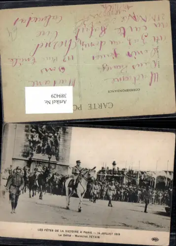 389429,WW1 Le Defile Marechal Petain Les Fetes de la Victoire a Paris 1919 Kavallerie Soldat