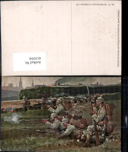 411034,Künstler Ak F. Wehrmann WW1 Die Württemberger b. Mühlhausen i. Elsass Soldaten