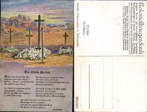 446314,WW1 Die fernen Gräber Kreuz Text Patriotik Propaganda