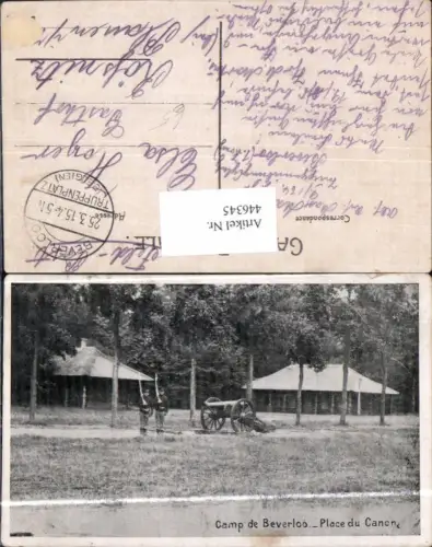 446345,WW1 Camp de Beverloo Place du Canon Kanone Geschütz Soldaten Waffen