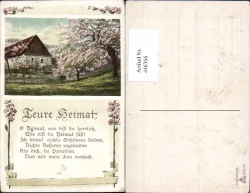 446366,WW1 Treue Heimat Text Bauernhaus Patriotik Propaganda