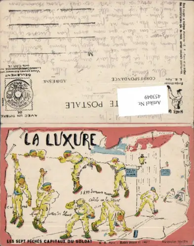 453049,WW1 Karikatur La Luxure Soldaten klettern über Mauer Les sept Peches Capitaux du Soldat