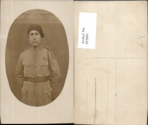 453091,Foto Ak WW1 Soldat Uniform Orden Passepartout