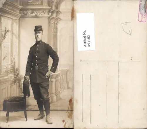 453103,Foto Ak WW1 Soldat Uniform Kampfmesser