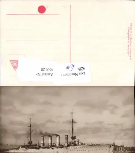 453128,WW1 Kriegsmarine S.M.S Karlsruhe Kleiner geschützter Kreuz Marine Schiff