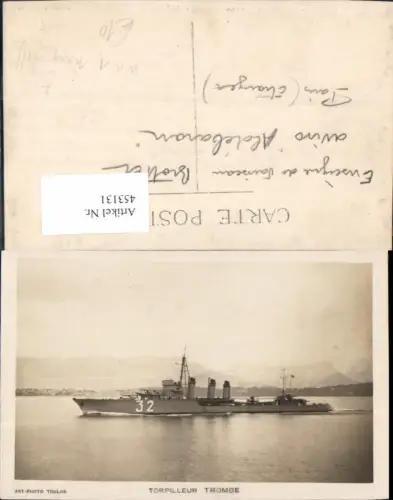 453131,Foto Ak WW1 Kriegsmarine Torpilleur Trombe Kriegsschiff