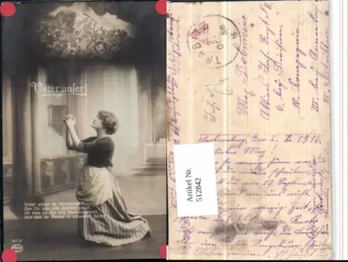 512842,WW1 Vater unser Frau Gebet Soldatenleben Schlacht