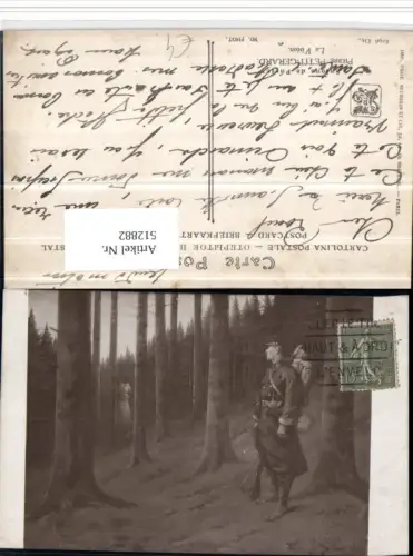 512882,Künstler AK Pierre Petit-Gerard WW1 La Vision Soldat Gewehr Wald