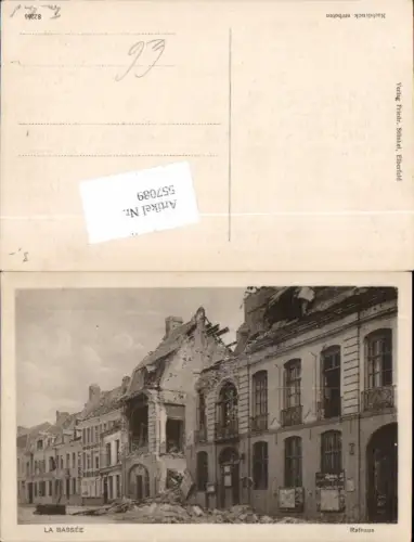 557089,Foto-AK Deutsche Armee La Bassee Rathaus zerstört