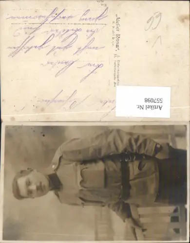 557098,Foto-AK K.K. Soldat Uniform Gürtel Portrait pub Atelier Rosa