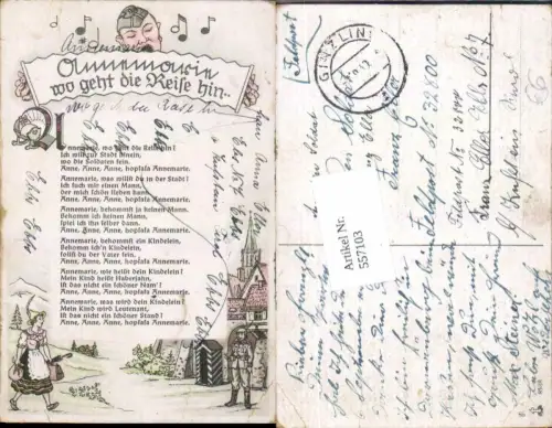557103,Liedkarte Annemarie wo geht die Reise hin Soldat Feldpost Ginzling n. Kufstein