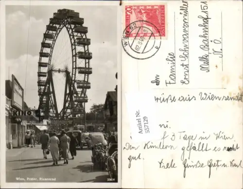557129,Wien Prater Riesenrad Kino Motorrad beflaggt Fahne
