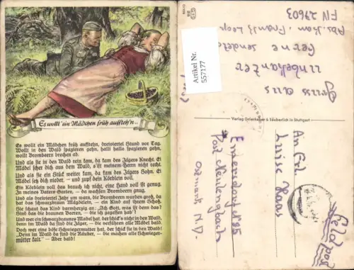 557177,Propaganda Liedkarte Wehrmacht Soldat Es wollt ein Mädchen früh aufstehen