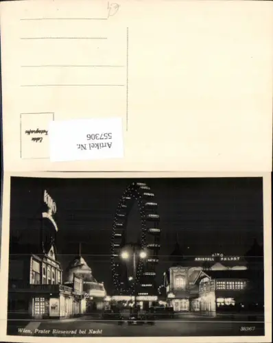 557306,Wien Leopoldstadt Prater Riesenrad bei Nacht beflaggt