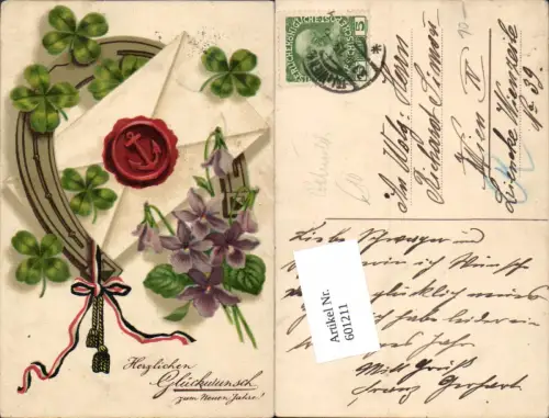 601211,WK 1 Patriotik Klee Hufeisen Neujahr Kleeblatt Siegel