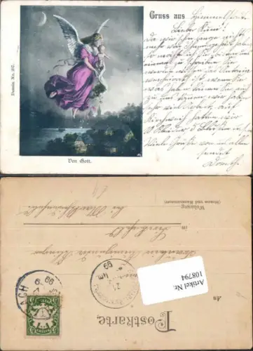 108794,Litho Mond Moon m. Baby und Engel Angel