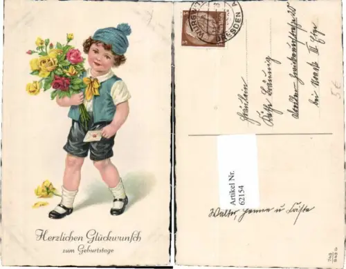 62154,Tolle AK Geburtstag Kind Baumgarten F. Unsign