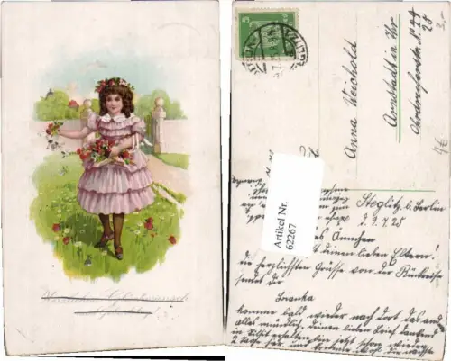 62267,Tolle AK Geburtstag Mädchen Kleid Blumen