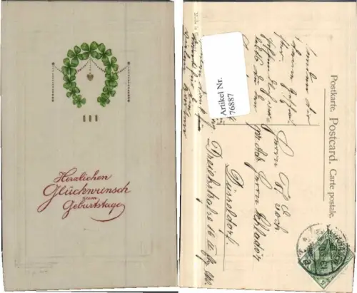 76887,Präge Druck Kleeblätter Hufeisen Geburtstag