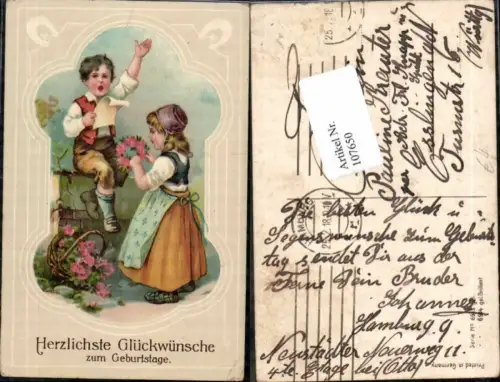 107650,Geburtstag Kinder lesen Brief Blumen Kleid Tolle Karte