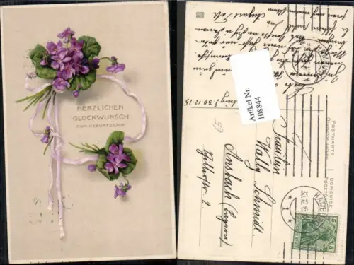 108844,Tolle Präge AK Geburtstag Blumen 1900